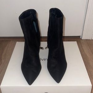 Calvin Klein Minna Womens Block Heeled Dress Booties black 7.5 worn only once